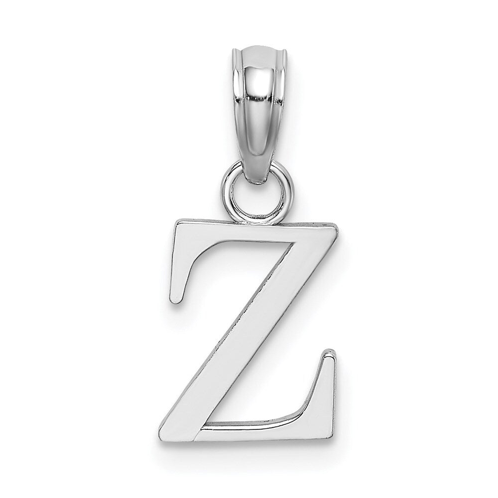 14k White Gold Polished Block Letter Z Initial Pendant for Women