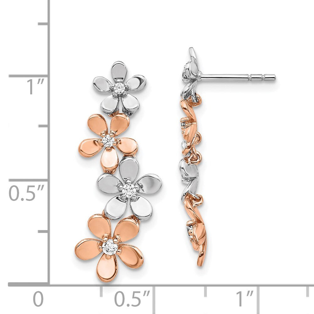 14k Rose and White Gold Diamond Drop & Dangle Earrings
