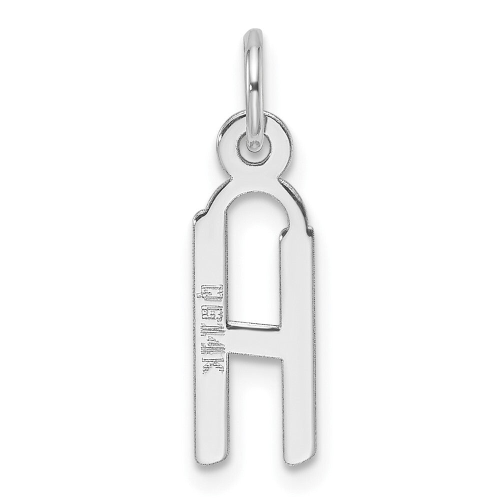14k White Gold Slanted Block Letter H Initial Charm Pendant for Women