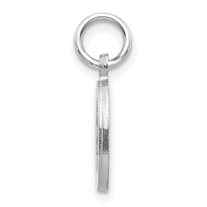 14k White Gold Satin Diamond-cut Letter O Initial Charm Pendant