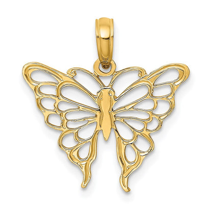 14k Yellow Gold Butterfly Charm Pendant for Women
