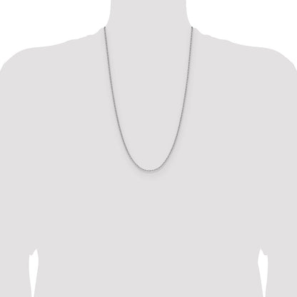 14k White Gold 2.2mm Semi-Solid Beveled Paperclip Chain