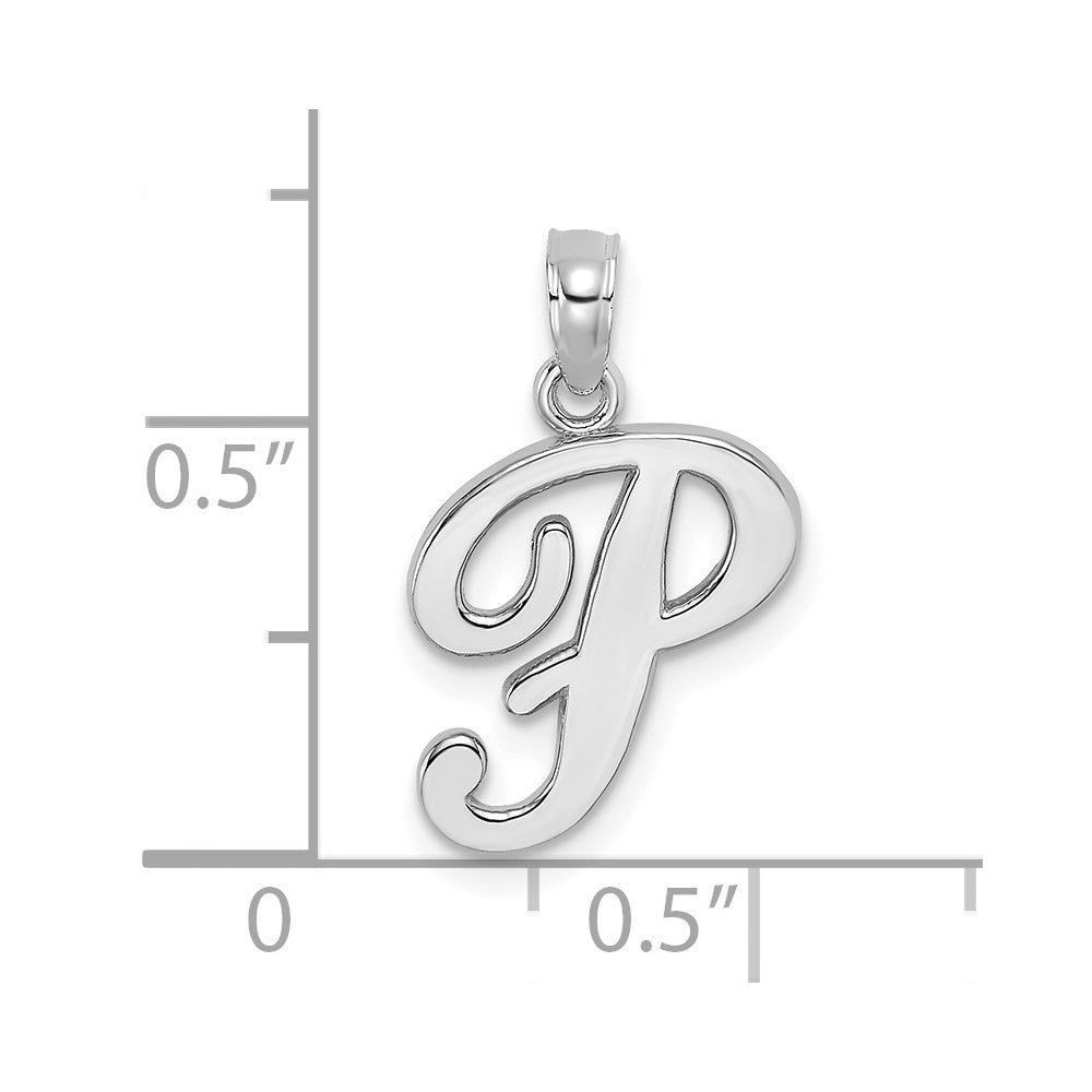 14k White Gold White Gold Script Letter P Initial Pendant