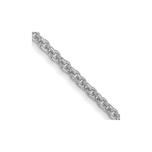14K White Gold 14" 1.4mm Round Open Link Cable Chain Necklace