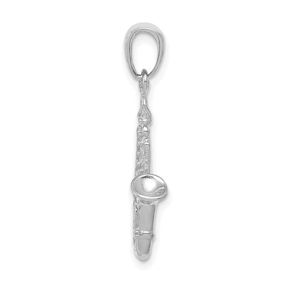 14k White Gold 3-D Saxophone Pendant for Women