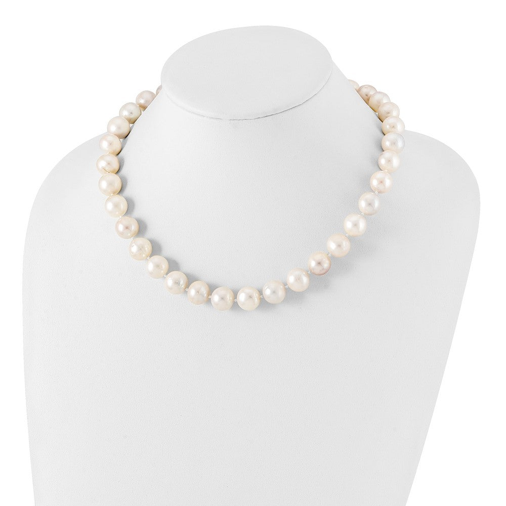 Sterling Silver Rhodium-plated 12-13mm White Cultured Pearl Necklace 20"