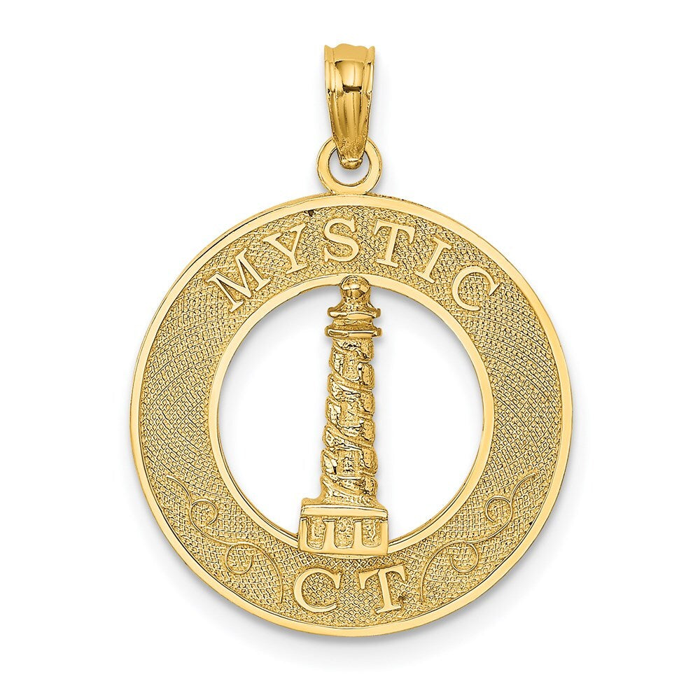 14k Yellow Gold MYSTIC CT Lighthouse Charm Pendant for Women