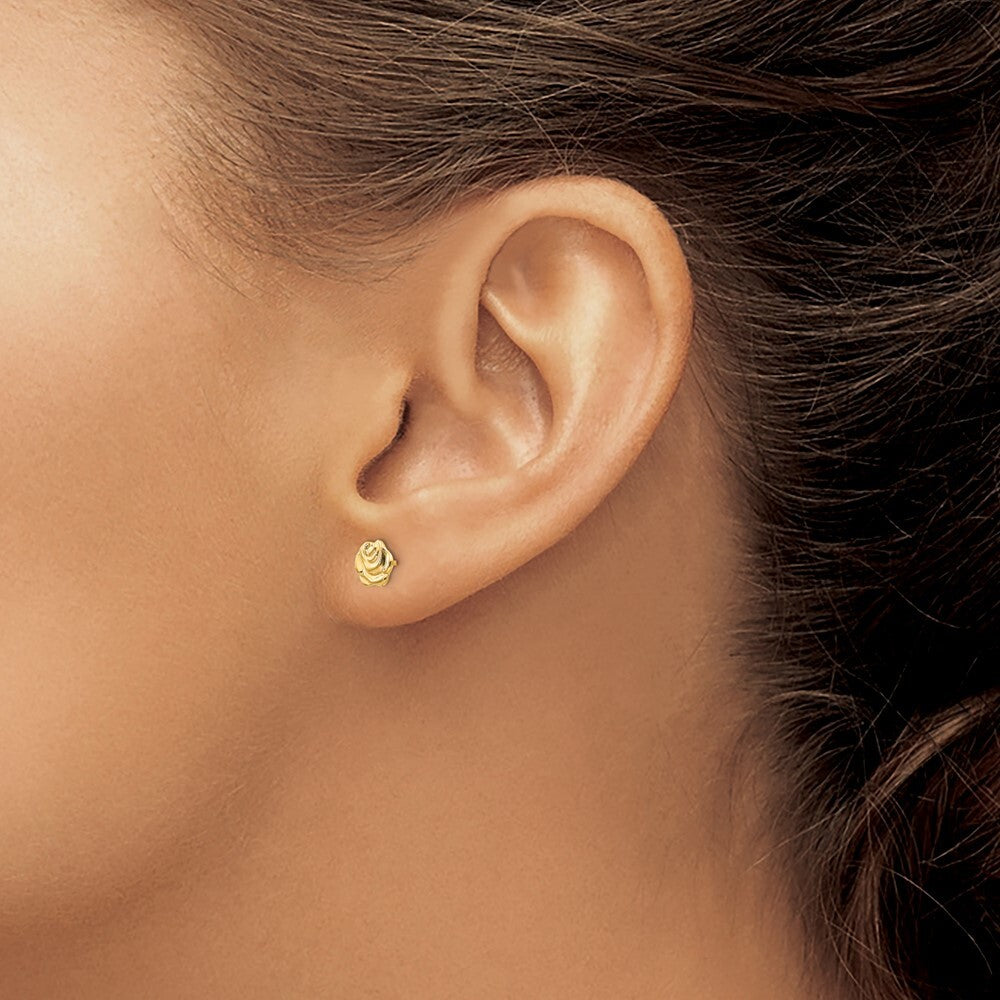14k Yellow Gold Flower Stud Earrings Gift for Women
