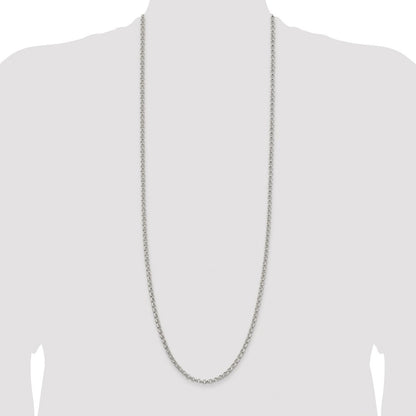 Sterling Silver Rhodium-plated 4mm Rolo Chain