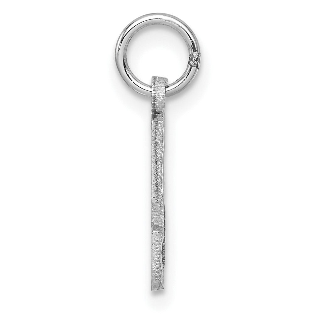 14k White Gold Small Brushed Diamond-cut Number 5 Charm Pendant