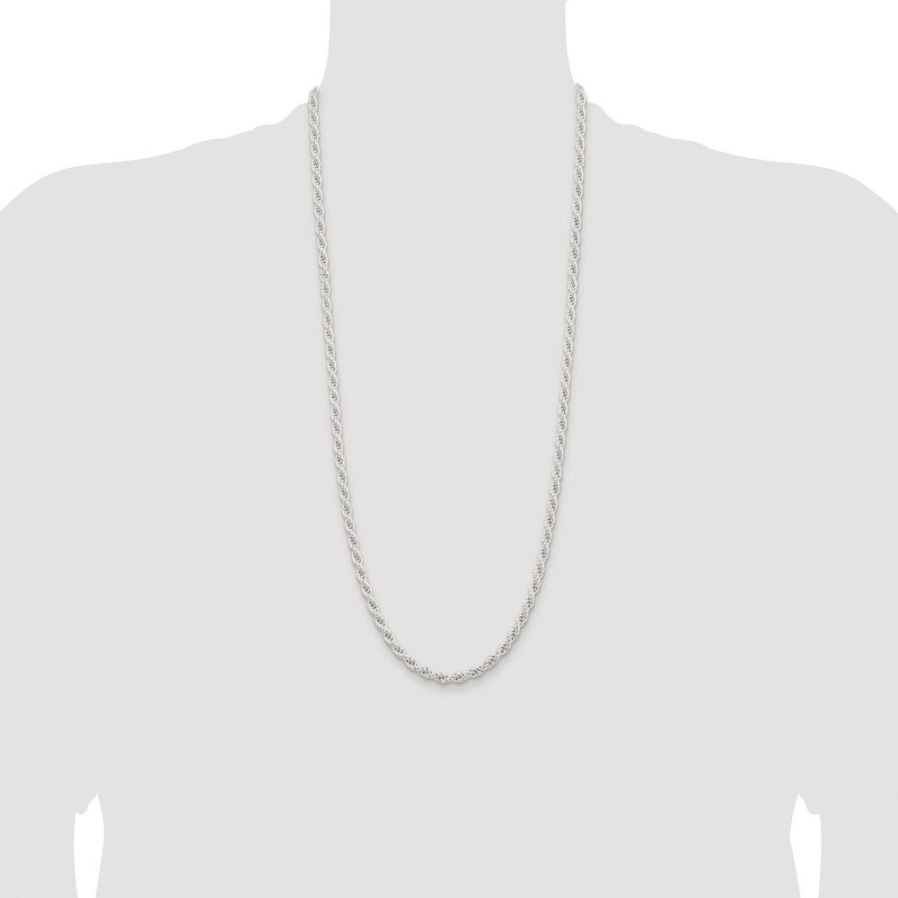 Sterling Silver Rhodium-plated 5mm Solid Rope Chain