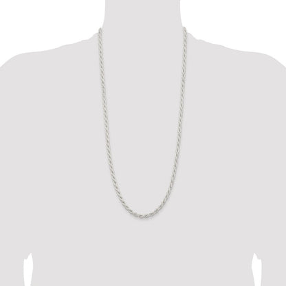 Sterling Silver Rhodium-plated 5mm Solid Rope Chain