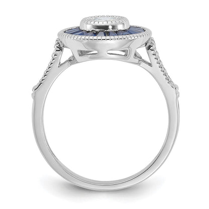 Sterling Silver Rhodium-plated Blue Spinel and Cubic Zirconia Ring SZ 7