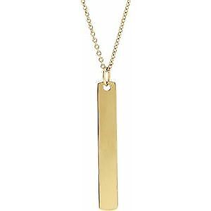 14k Yellow Gold Engravable Bar 16-18" Necklace