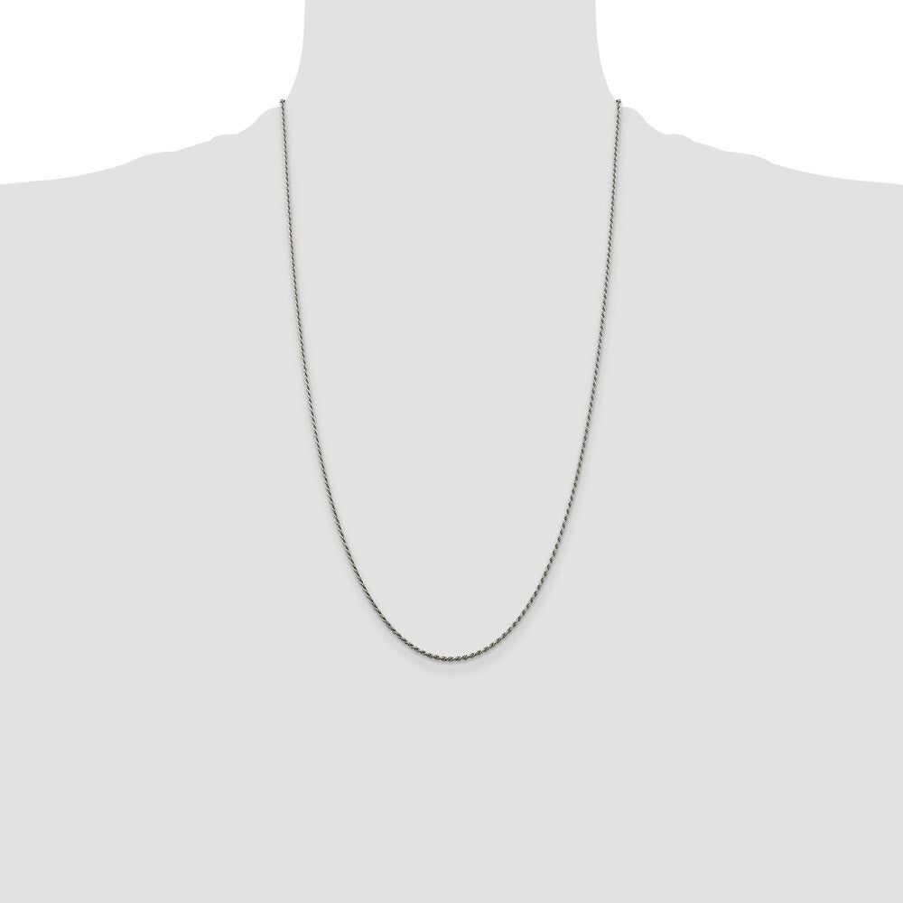 Sterling Silver Rhodium-plated 1.5mm Diamond-cut Rope Chain