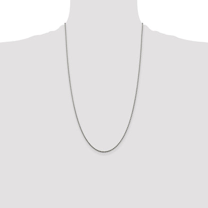 Sterling Silver Rhodium-plated 1.5mm Diamond-cut Rope Chain