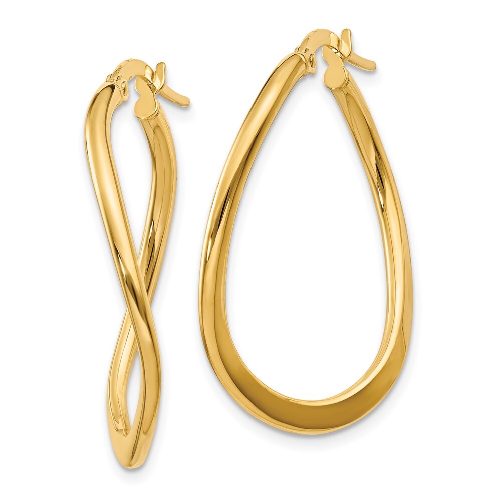 14k Yellow Gold 2mm Polished Tapered Twist Hoop Earrings Gift for Women