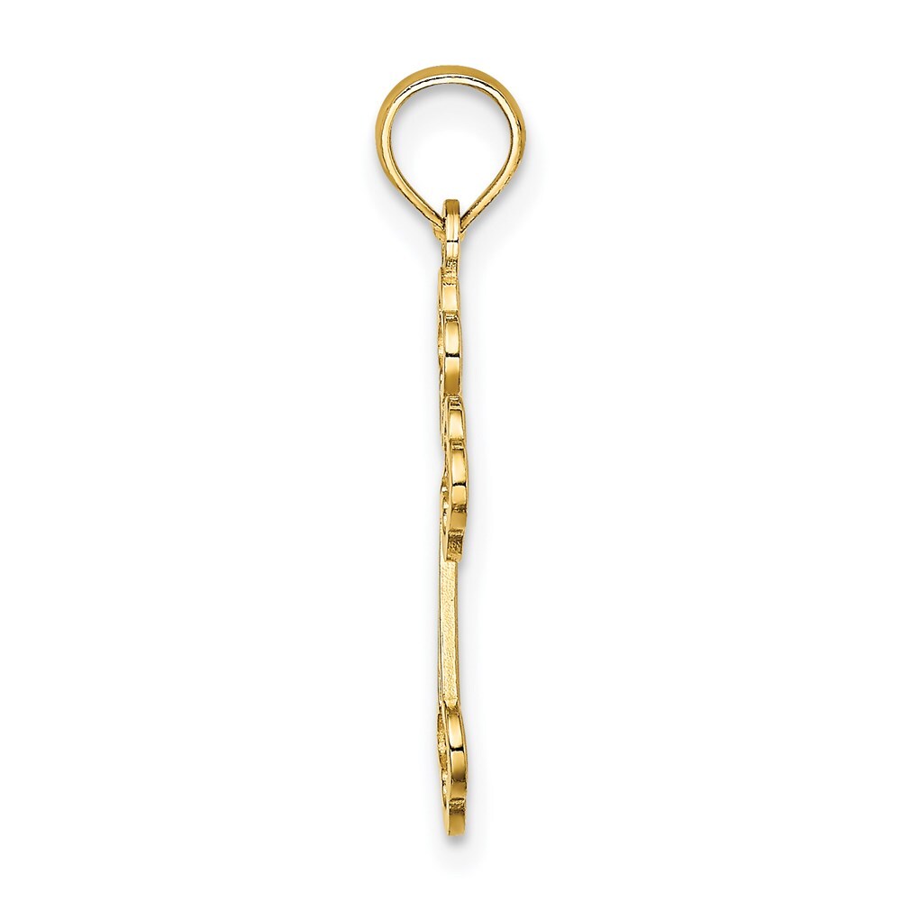 14k Yellow Gold Lace Center Budded Cross Charm Pendant for Women
