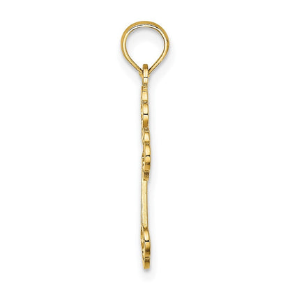 14k Yellow Gold Lace Center Budded Cross Charm Pendant for Women