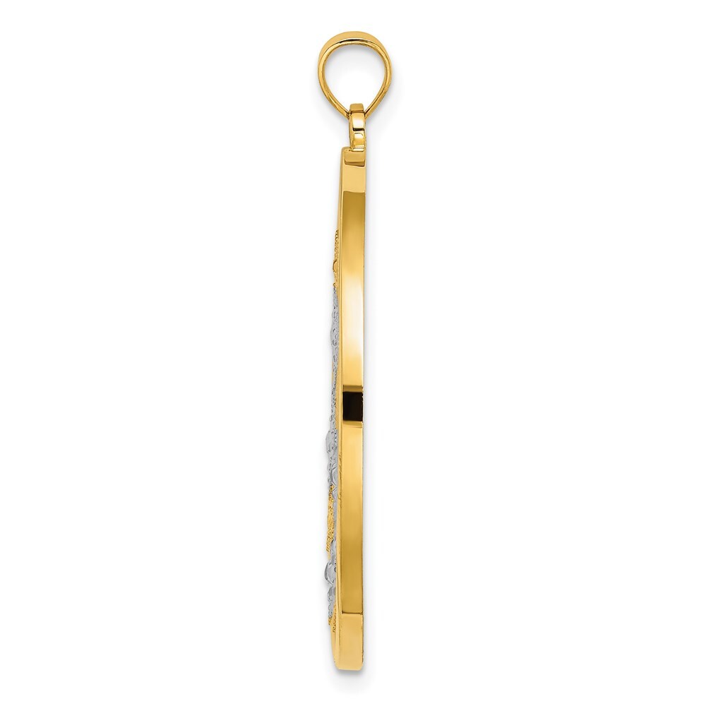 14k Yellow Gold Rhodium Stars in Round Frame Charm