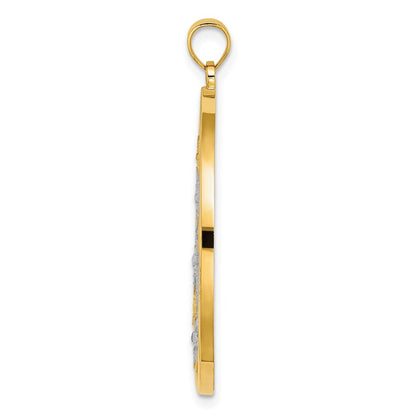 14k Yellow Gold Rhodium Stars in Round Frame Charm