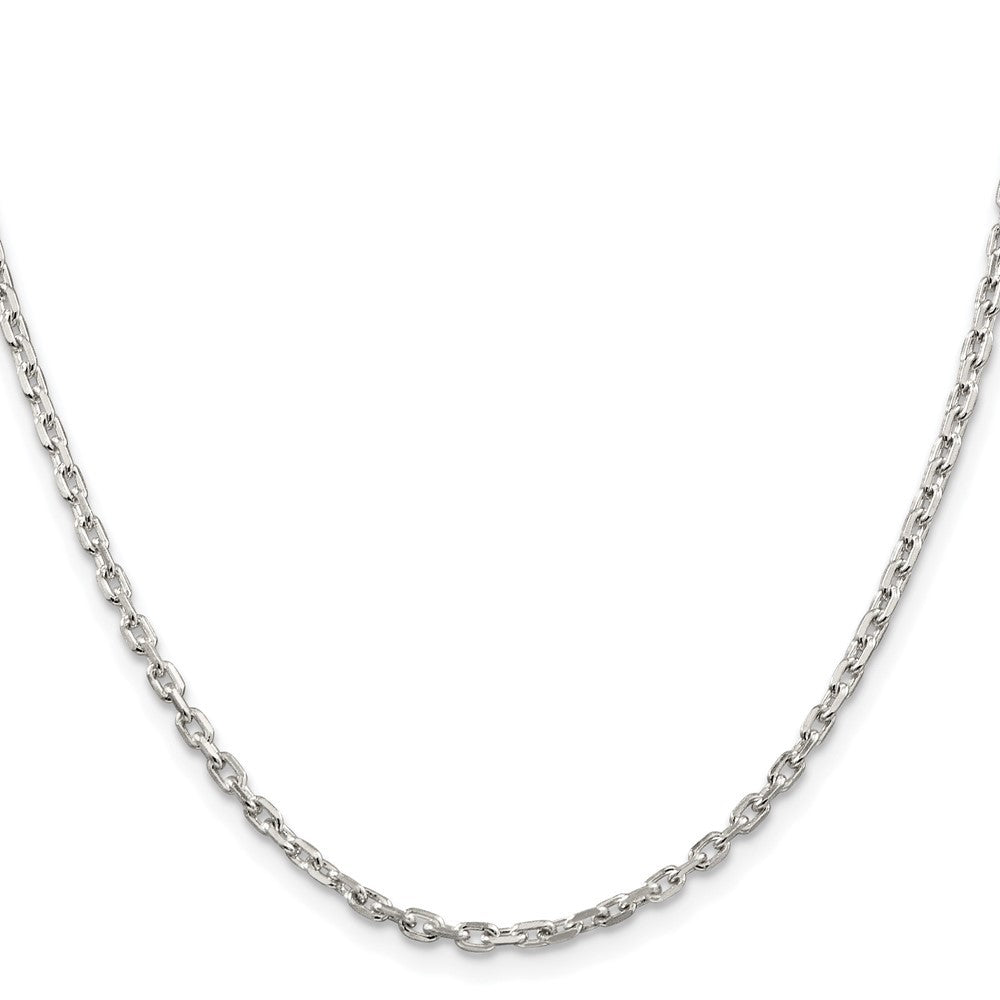 Sterling Silver Rhodium-plated 2.75mm Beveled Oval Cable Chain Necklace