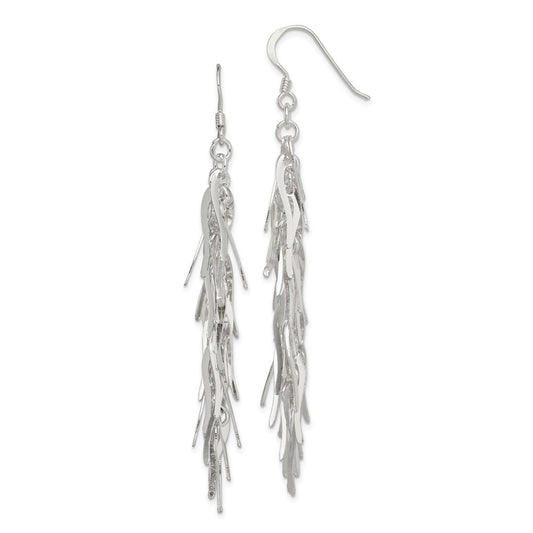 Sterling Silver Polished Fancy Drop Squiggle Dangle Earrings