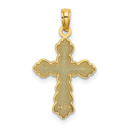 14k Yellow Gold Scalloped Cross Charm Pendant for Women