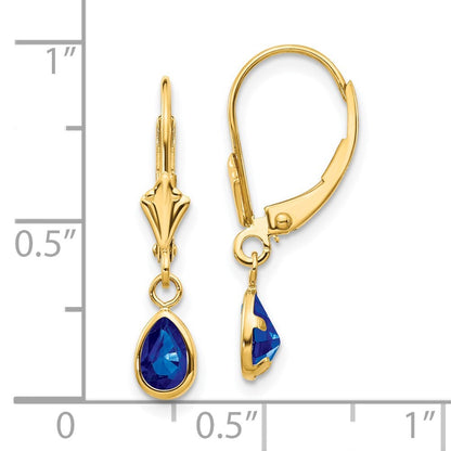 14k Yellow Gold 6x4mm September/Sapphire Stud Earrings Gift for Women