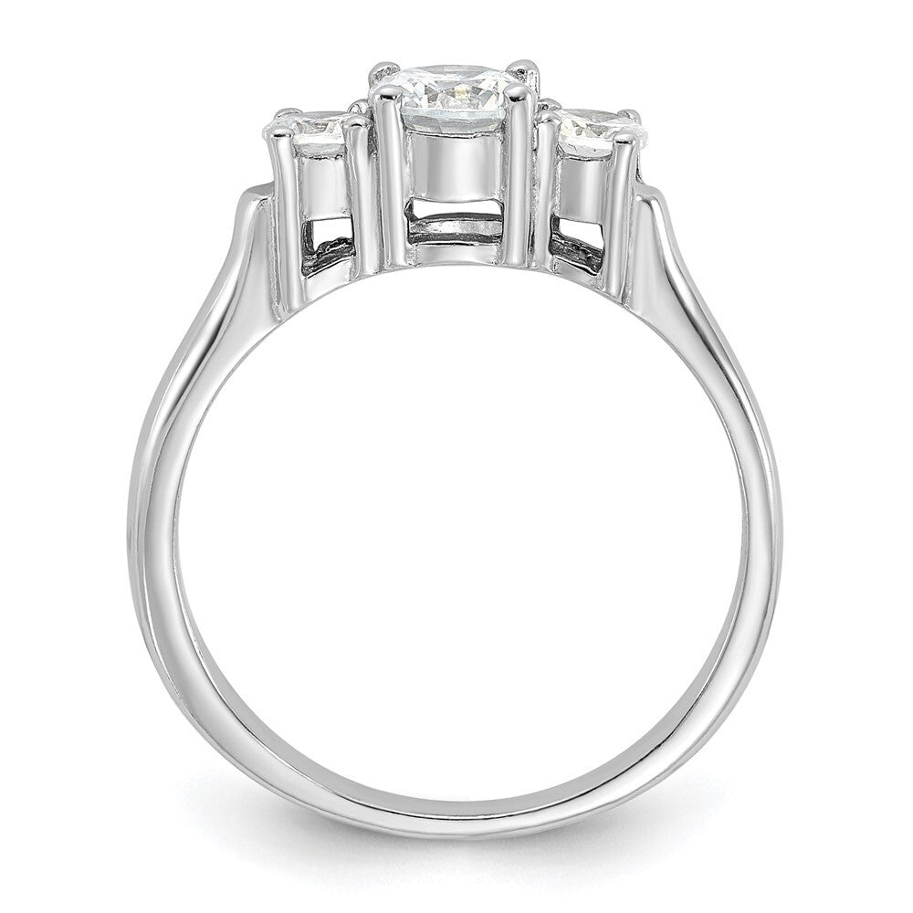 Sterling Silver Rhodium-plated Three Cubic Zirconia Ring Size 8