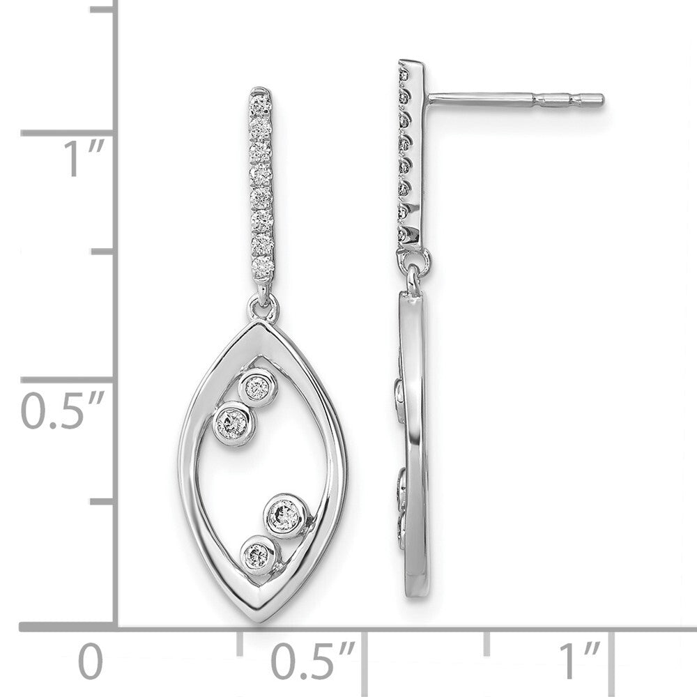 14k White Gold Polished Fancy Dangle Diamond  Earrings
