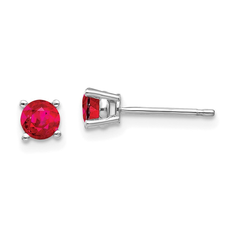 14k White Gold Ruby Stud Earrings Gift for Women