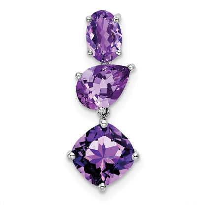 14k White Gold Amethyst Chain Slide Pendant for Women