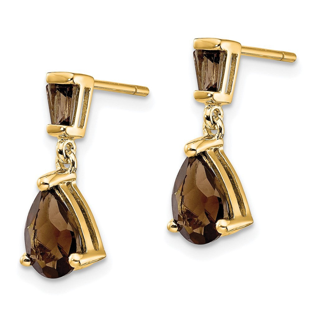 14k Yellow Gold  Smoky Quartz Post Earrings