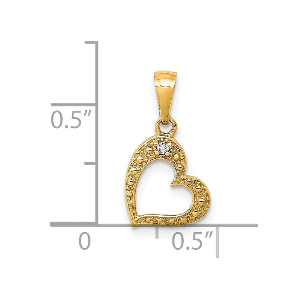 14k Yellow Gold .01ct. Diamond Heart Pendant for Women