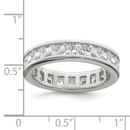 Sterling Silver Rhodium-plated Cubic Zirconia Eternity Band Size 6