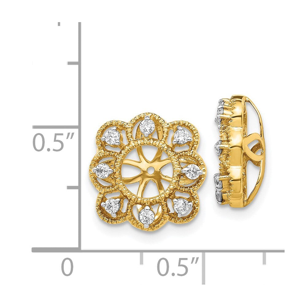14k Yellow Gold Fancy Diamond Earring Jackets