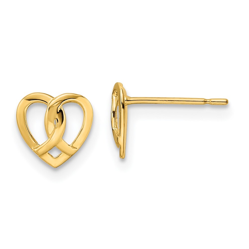 14k Yellow Gold Heart Stud Earrings Gift for Women