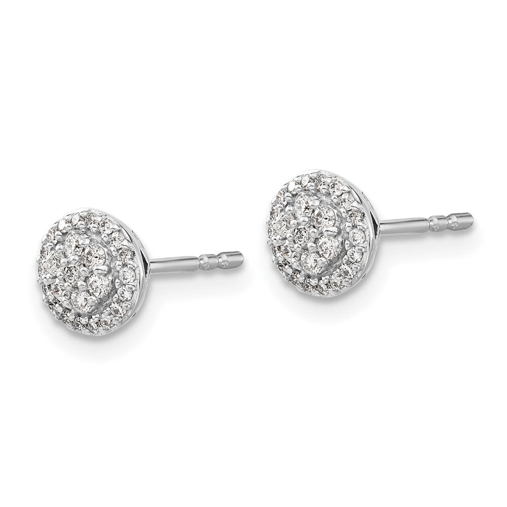 14k White Gold Diamond Cluster Stud Earrings