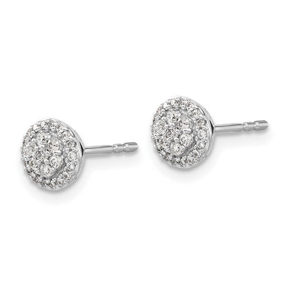 14k White Gold Diamond Cluster Stud Earrings
