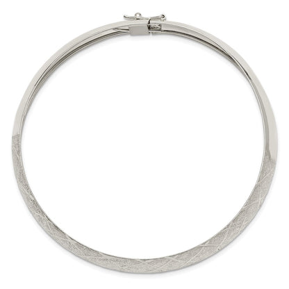 Sterling Silver 10mm Polished Diamond-Cut Textured Flexible Bangle