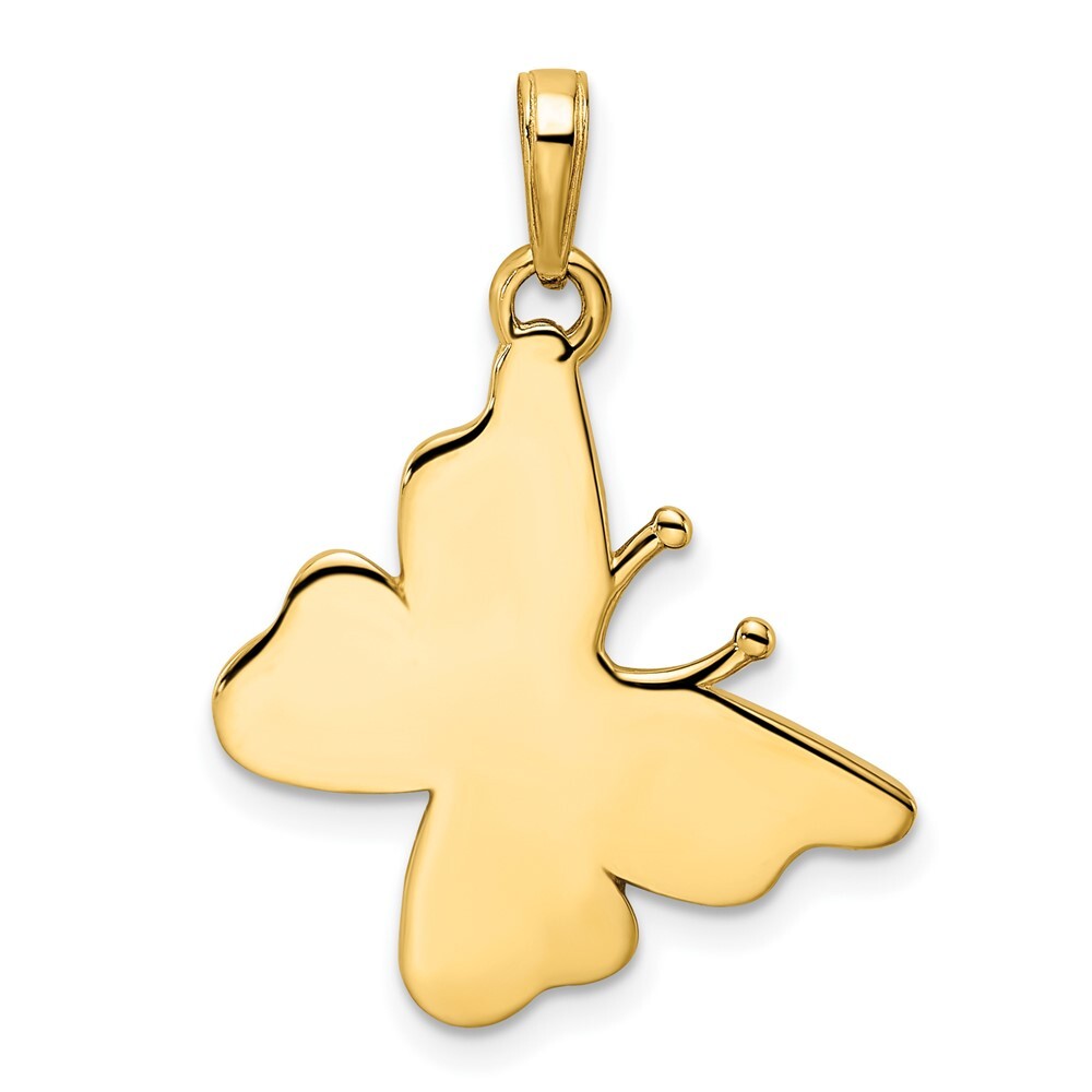 14k Yellow Gold and White Rhodium Diamond-cut Fancy Butterfly Pendant for Women