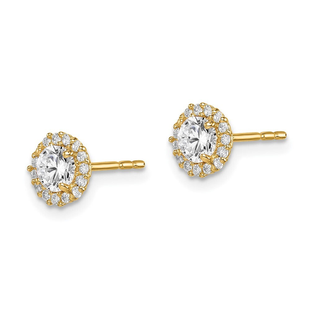 14k Yellow Gold Cubic Zirconia Stud Earrings Gift for Women