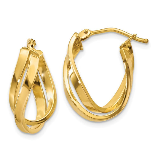 14k Yellow Gold Twisted Hoop Earrings