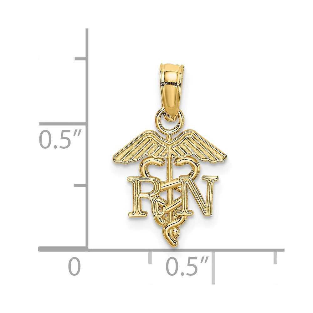 14k Yellow Gold RN Caduceus Charm