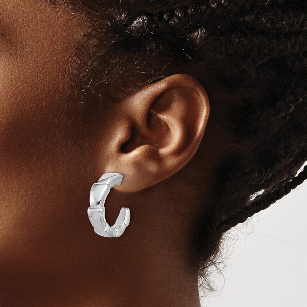 Sterling Silver Rhodium-plated Polished Hoop Earrings