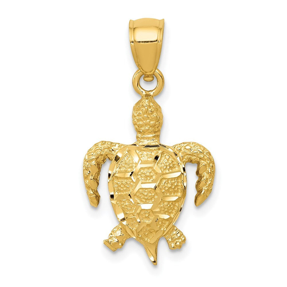 14k Yellow Gold Turtle Pendant for Women