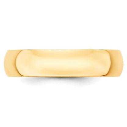 14K Yellow Gold Yellow Gold 5mm Lightweight Half Round Wedding Band Size 7