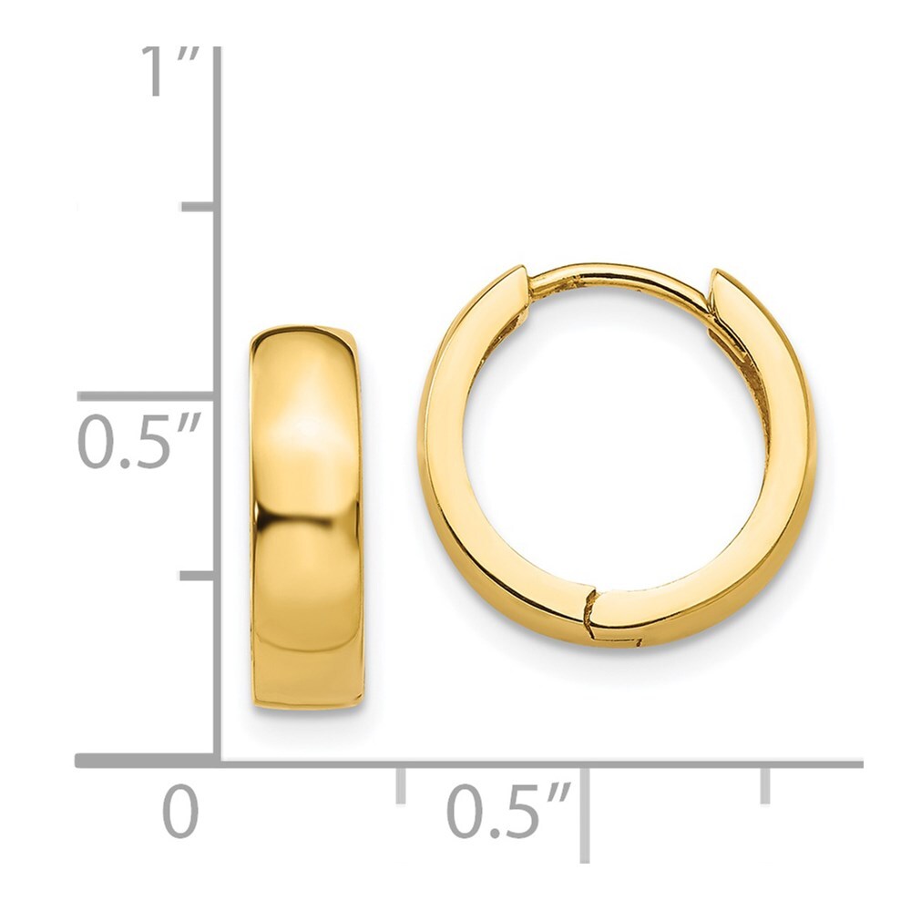 14k Yellow Gold Round Hinged Hoop Earrings Gift for Women
