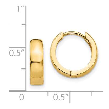14k Yellow Gold Round Hinged Hoop Earrings Gift for Women